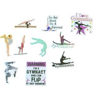 10 Assorted Gymnastics Stickers Warning I'm A Gymnast And Flip At Any Moment